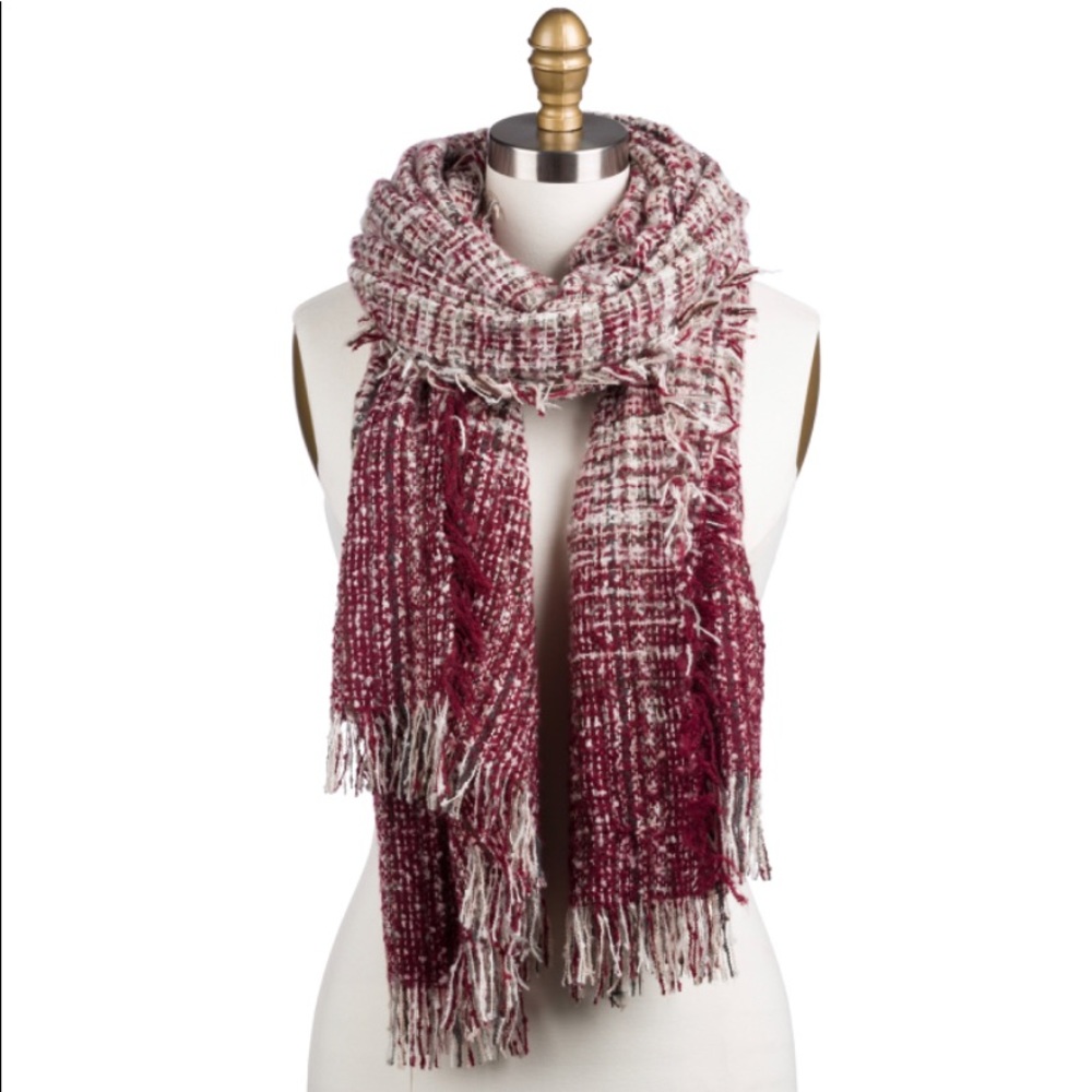 Scarf, pashmina, wrap - Cranberry color weave